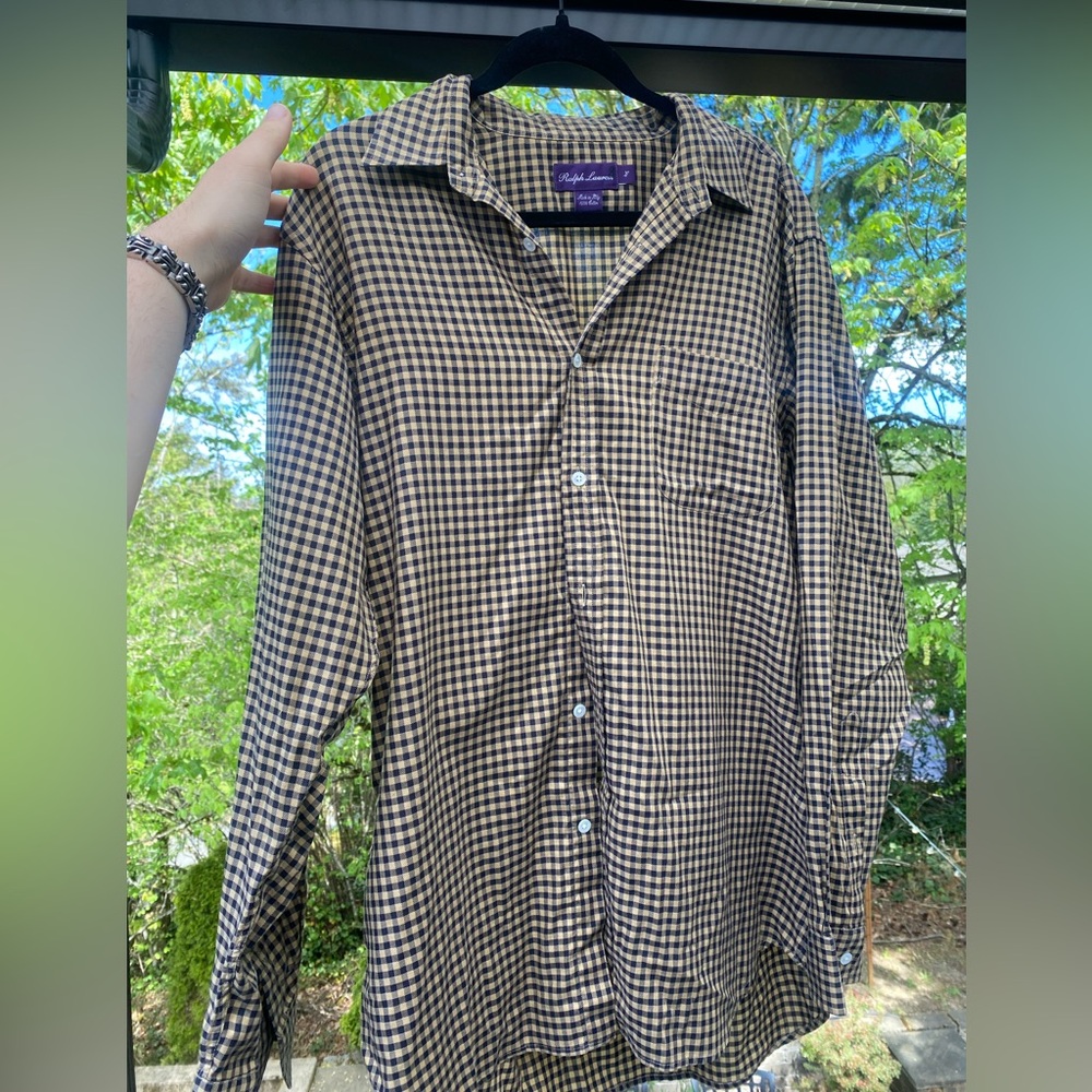 Ralph Lauren (purple label) plaid button up size LARGE